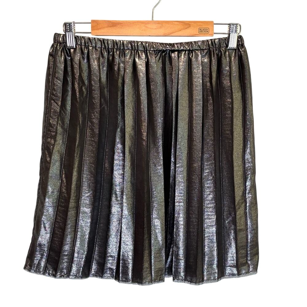Isabel Marant Etoile Gunmetal Metallic Pleated Mini Skirt - size Medium